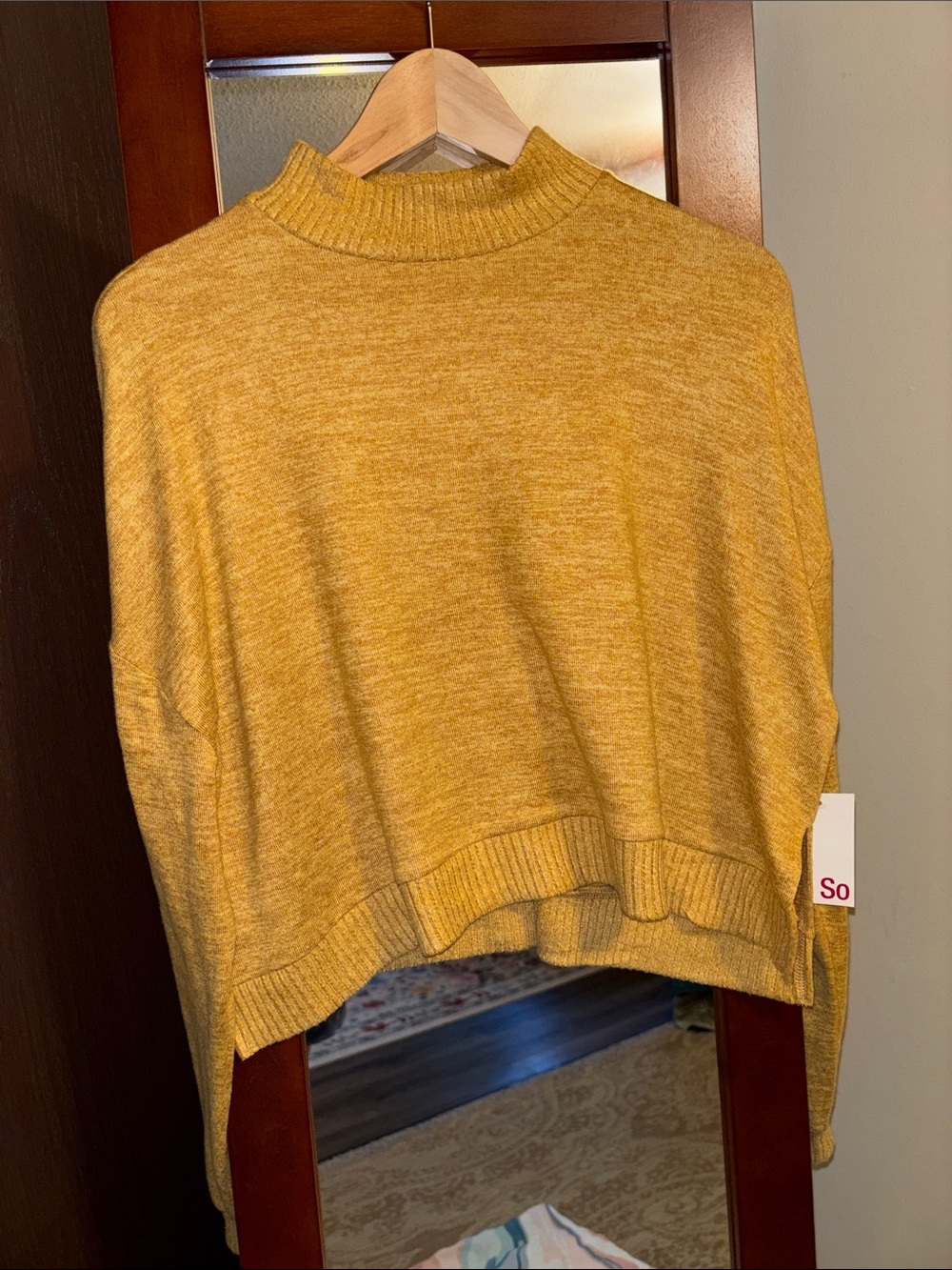 NWT Mustard Yellow Cropped Turtleneck Size Large